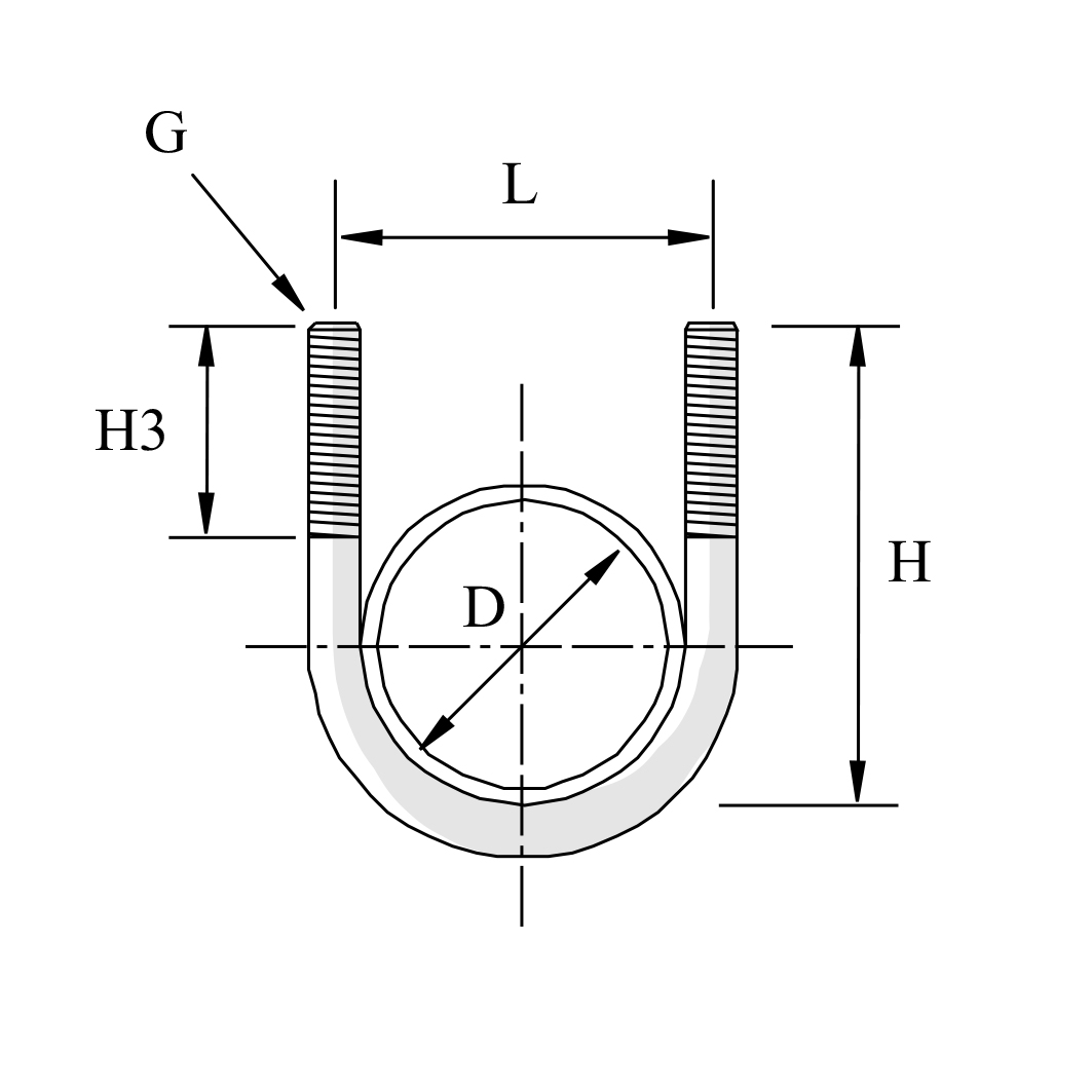 170003402 Boulon en U court 25mm M6,